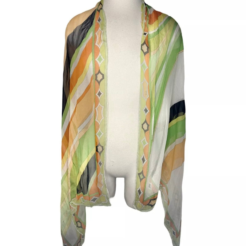 EMILIO PUCCI ALL OVER PRINT CREPE SILK LARGE SCARF WRAP