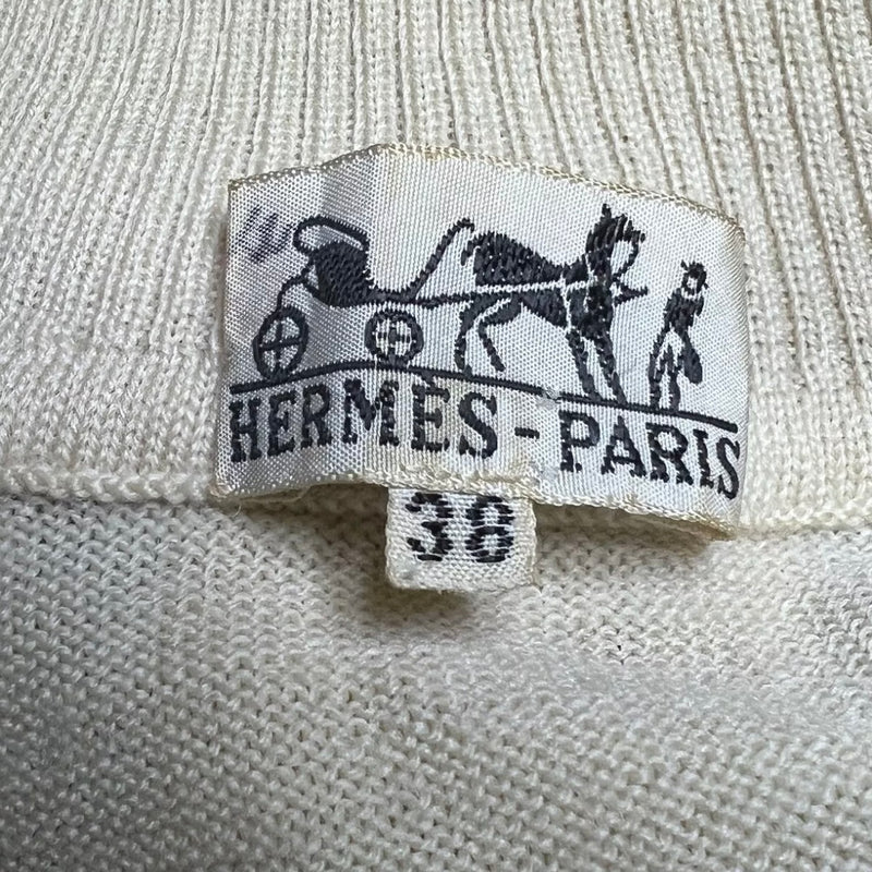 HERMES 1960s MEDALLION ROPE NAVY GOLD TURTLENECK SWEATER