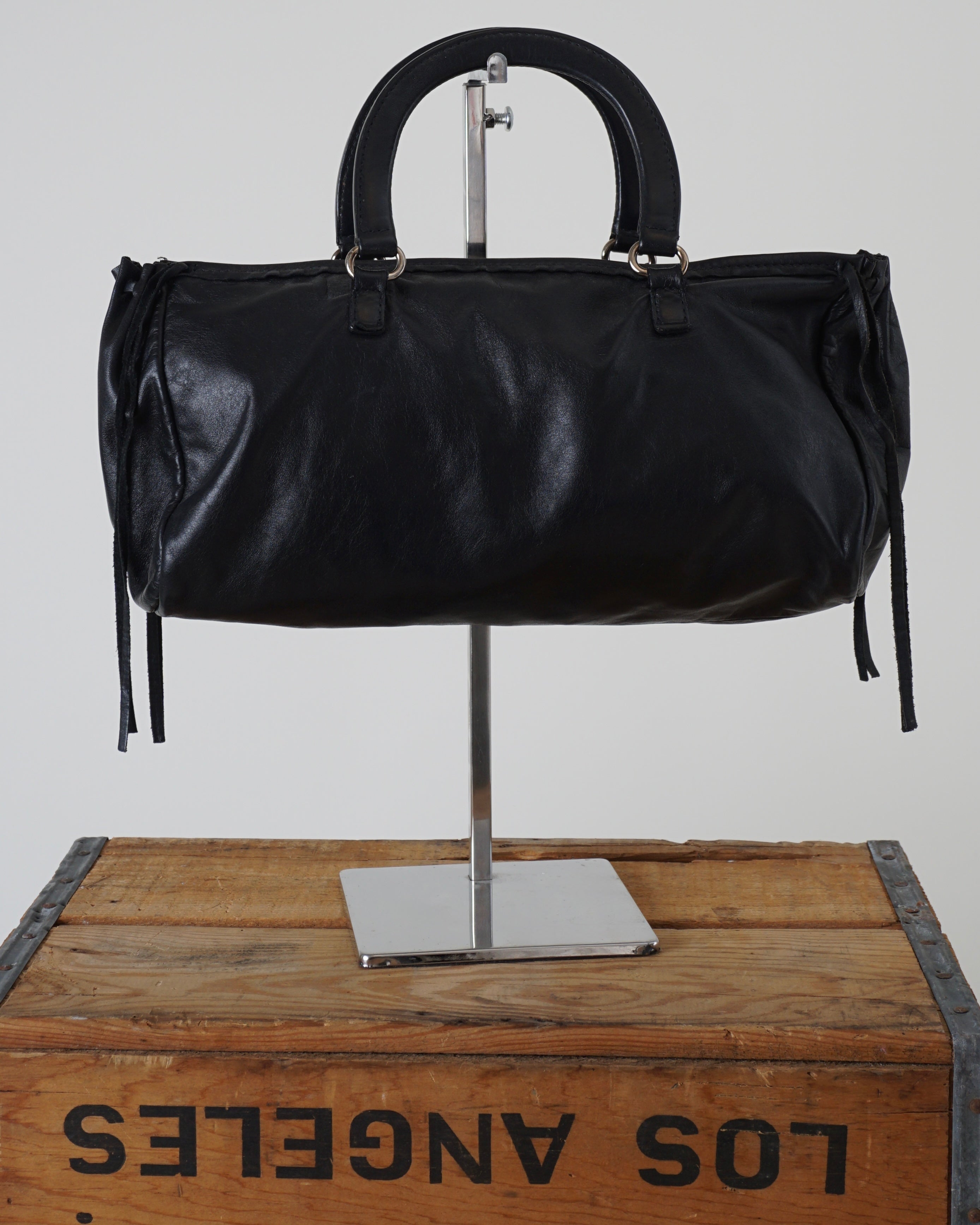 BLACK LAMBSKIN NAPPA TOTE