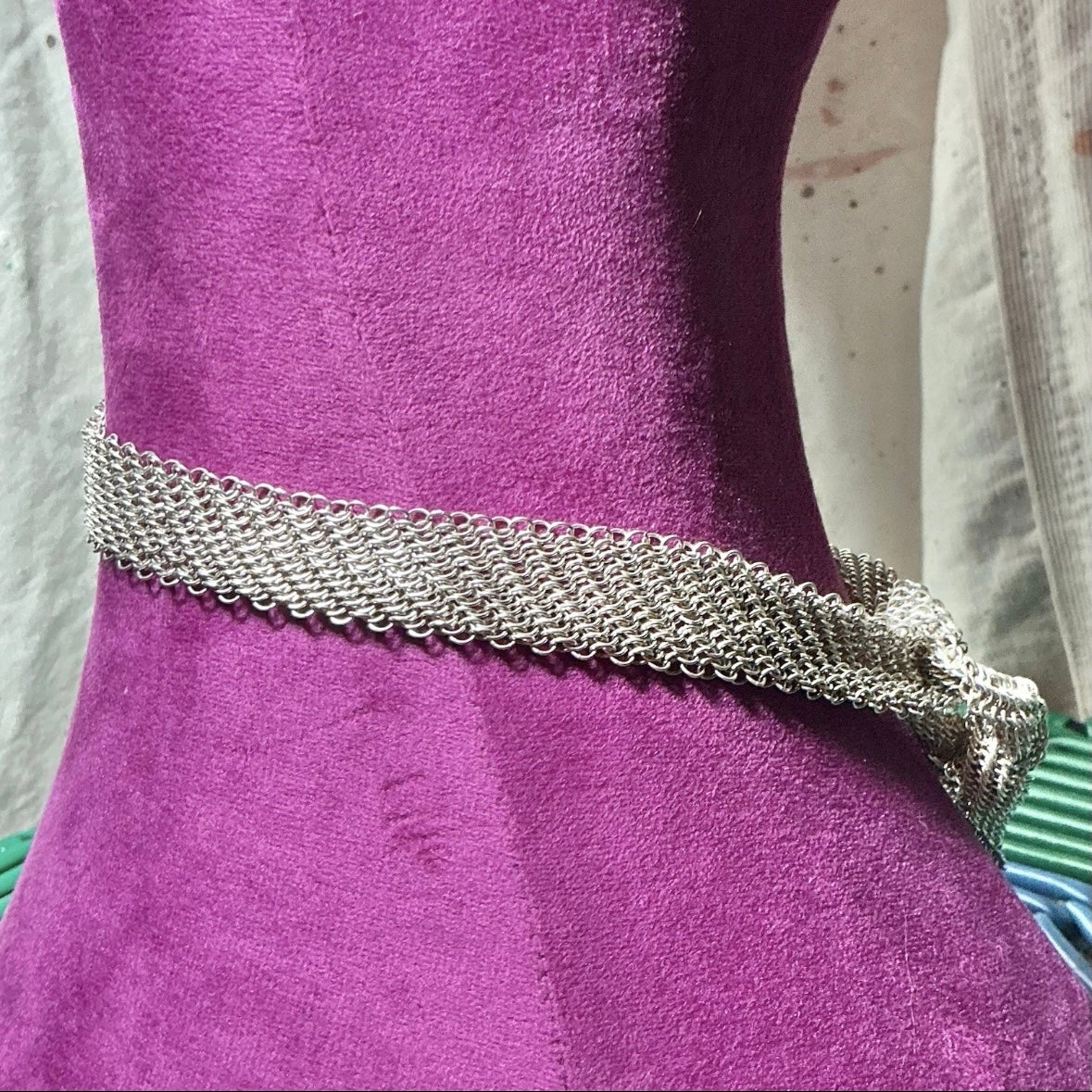 1970s ELSA PERETTI TIFFANY AND CO TIE CHAIN MESH NECKLACE 925 STERLING