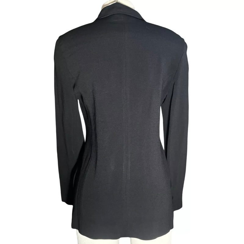 1990s DONNA KARAN SILK RUCHED DOUBLE BREASTED BLAZER