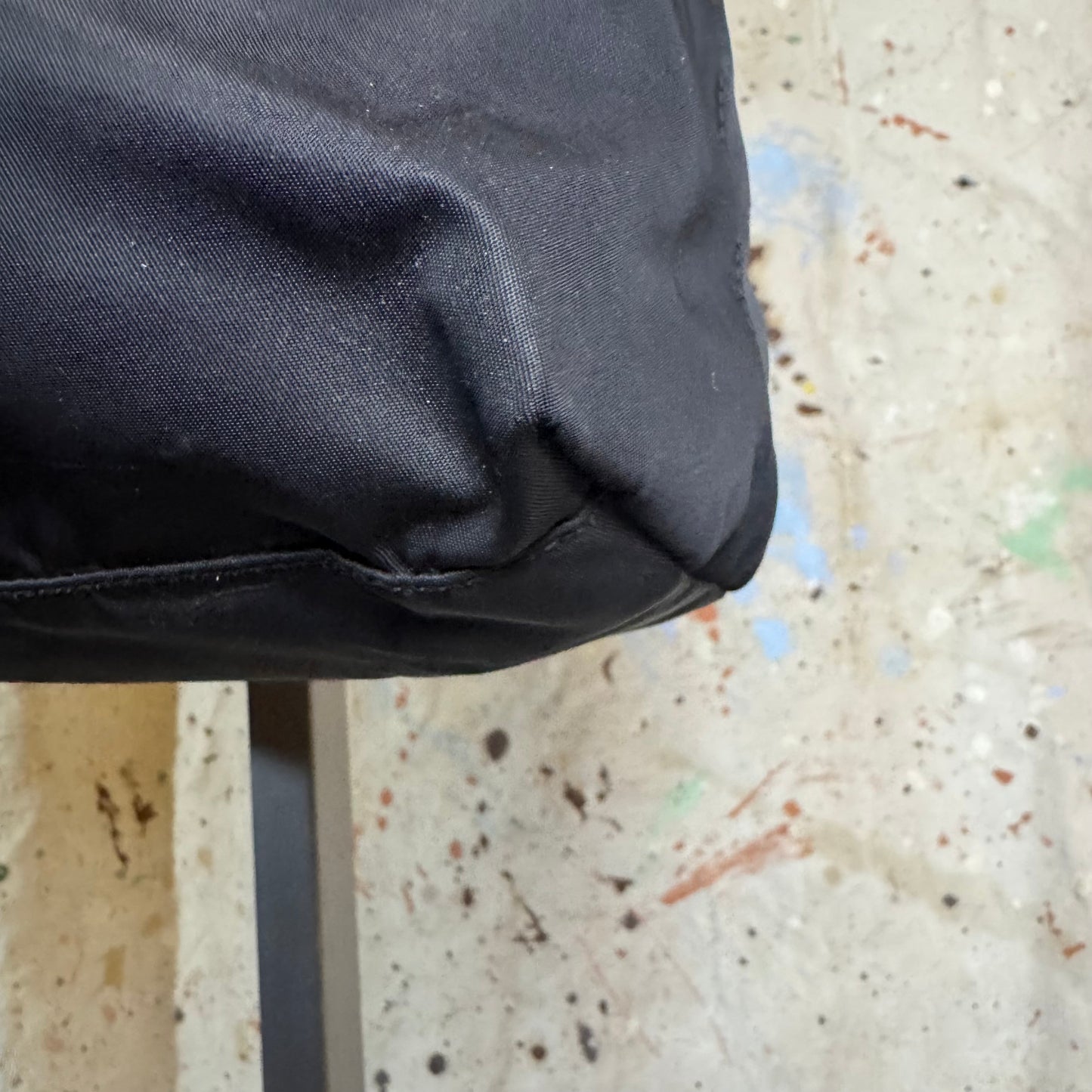 PRADA BLACK NYLON TRIANGLE LOGO TESSUTO CORD TOTE BAG