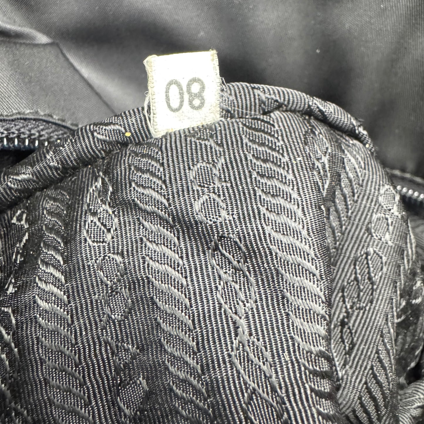 PRADA BLACK NYLON TRIANGLE LOGO TESSUTO CORD TOTE BAG