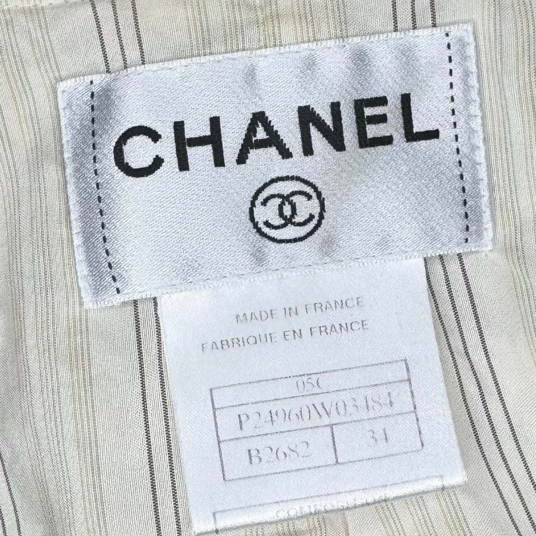 CHANEL 2005 CRUISE TWEED STRIPE SHORT SLEEVE JACKET