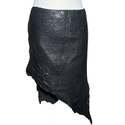 1990s Raw Hem Leather Asymmetrical leather Skirt