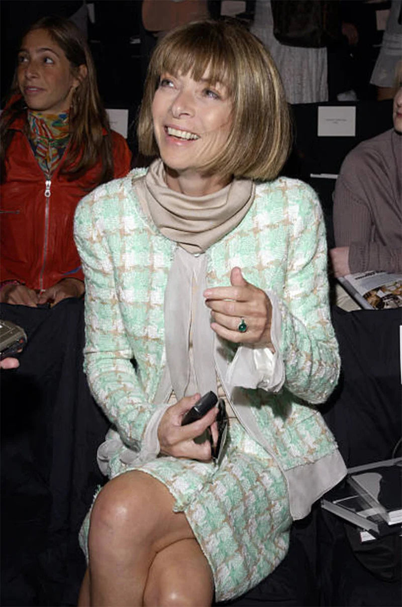 CHANEL 2004 CRUISE ANNA WINTOUR WORN VOGUE DOCUMENTED GREEN TWEED SUIT