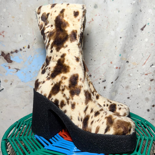 Stella Mcartney Skyla Cow Animal Printed Boots 38.5