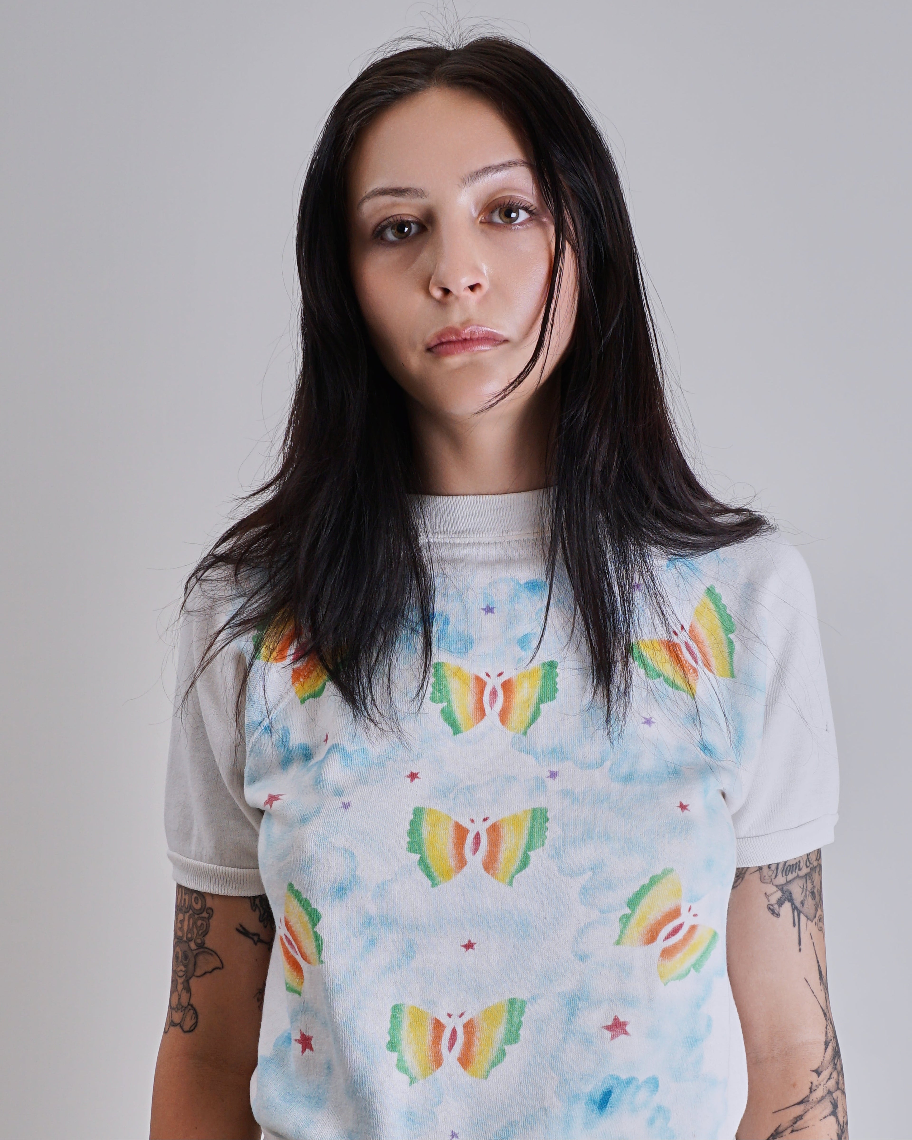 1970s Butterfly Airbrush Short Sleeve Crew Neck