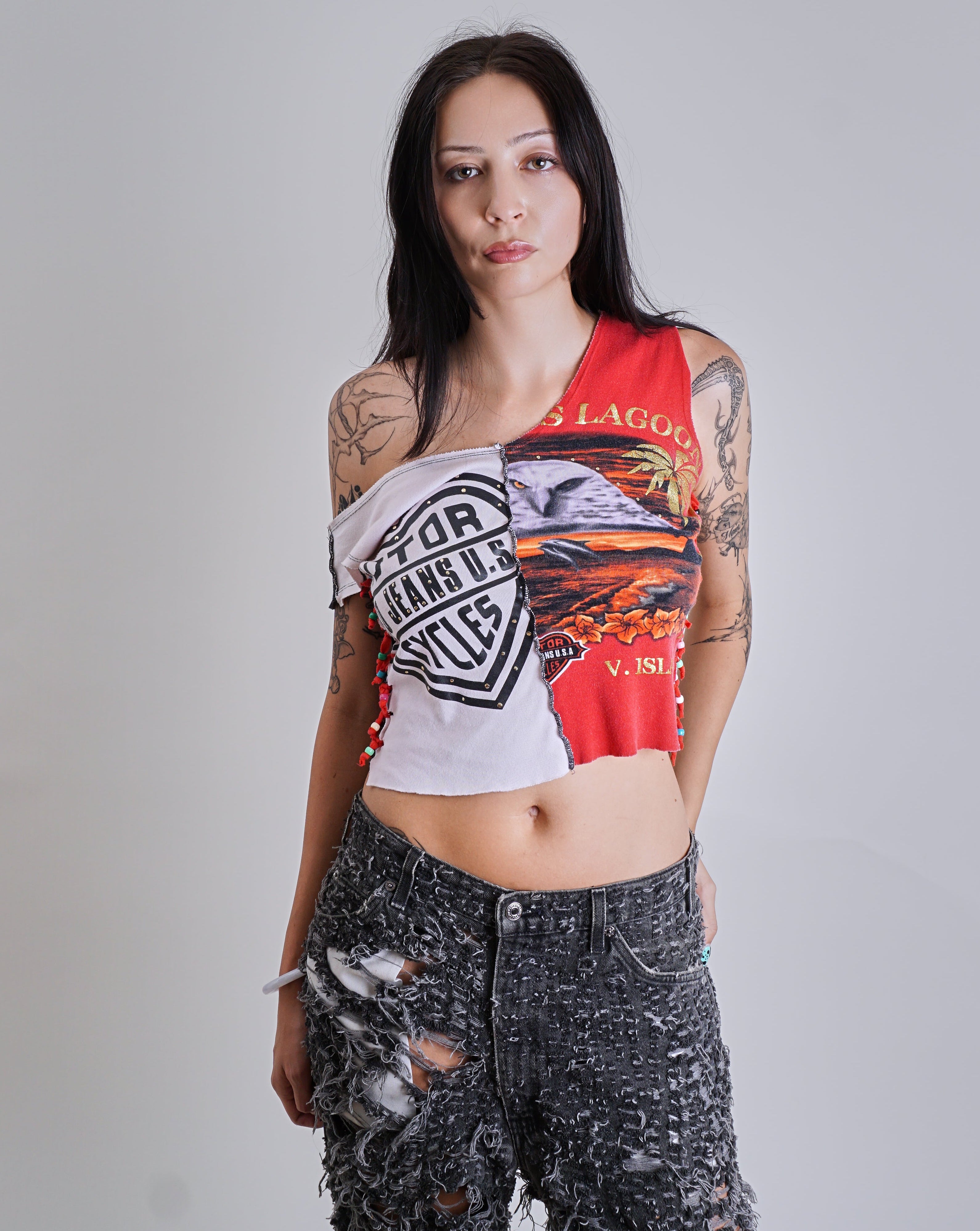 1990s JNCO Moto Patched Tank 