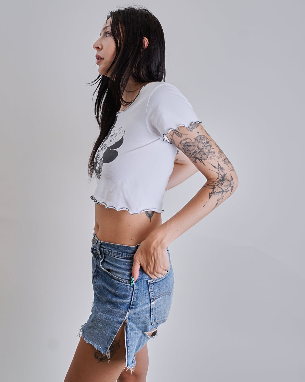 1990s Punk Mickey & Minnie Cropped Tee
