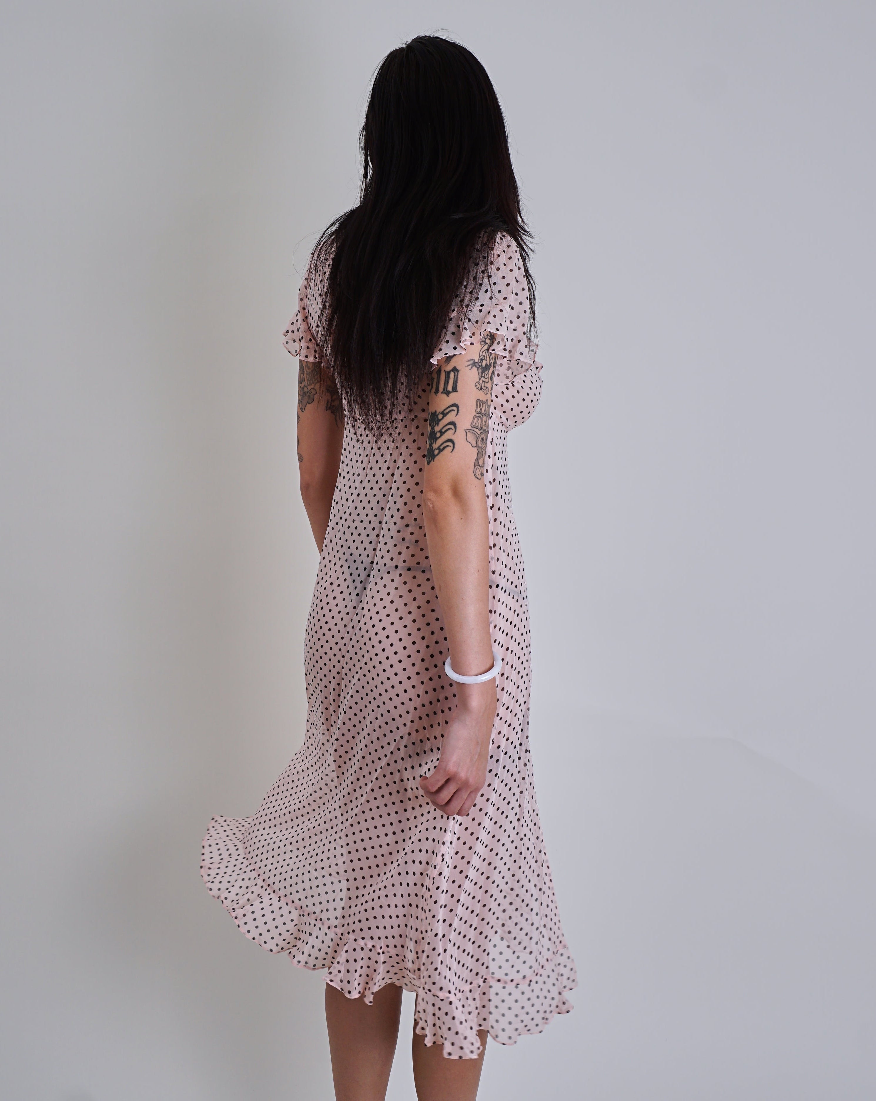 1990s Polka Dot Sheer Silk Dress