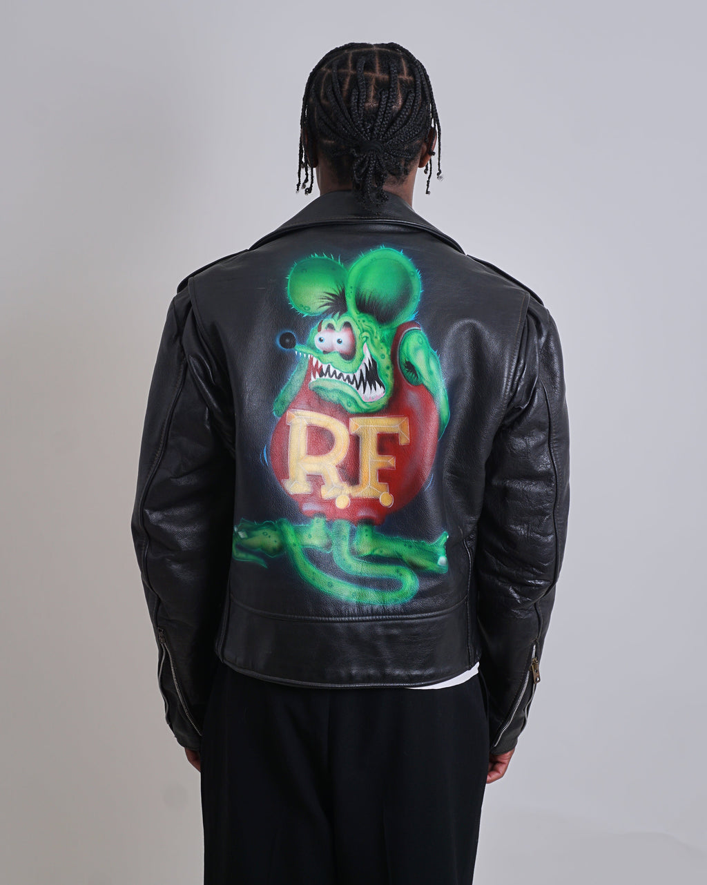 Rat Fink Painted Leather Perfecto Jacket