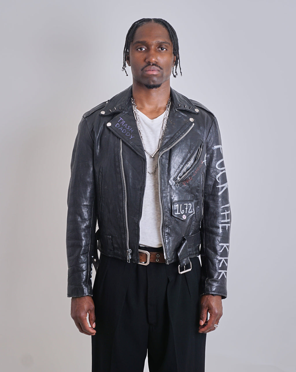 1980s Leather Painted Punk Perfecto Jacket