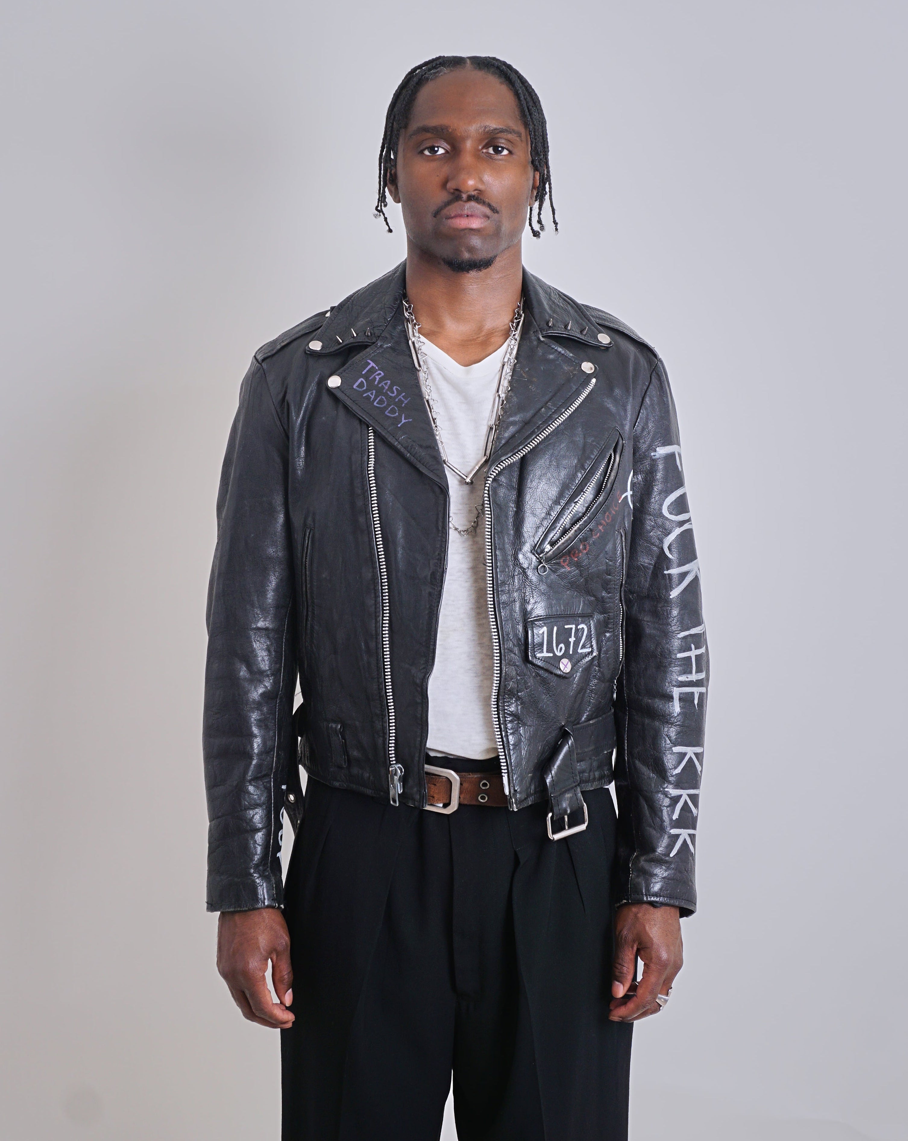 1980s Leather Painted Punk Perfecto Jacket