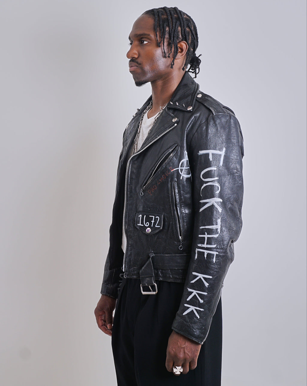 1980s Leather Painted Punk Perfecto Jacket