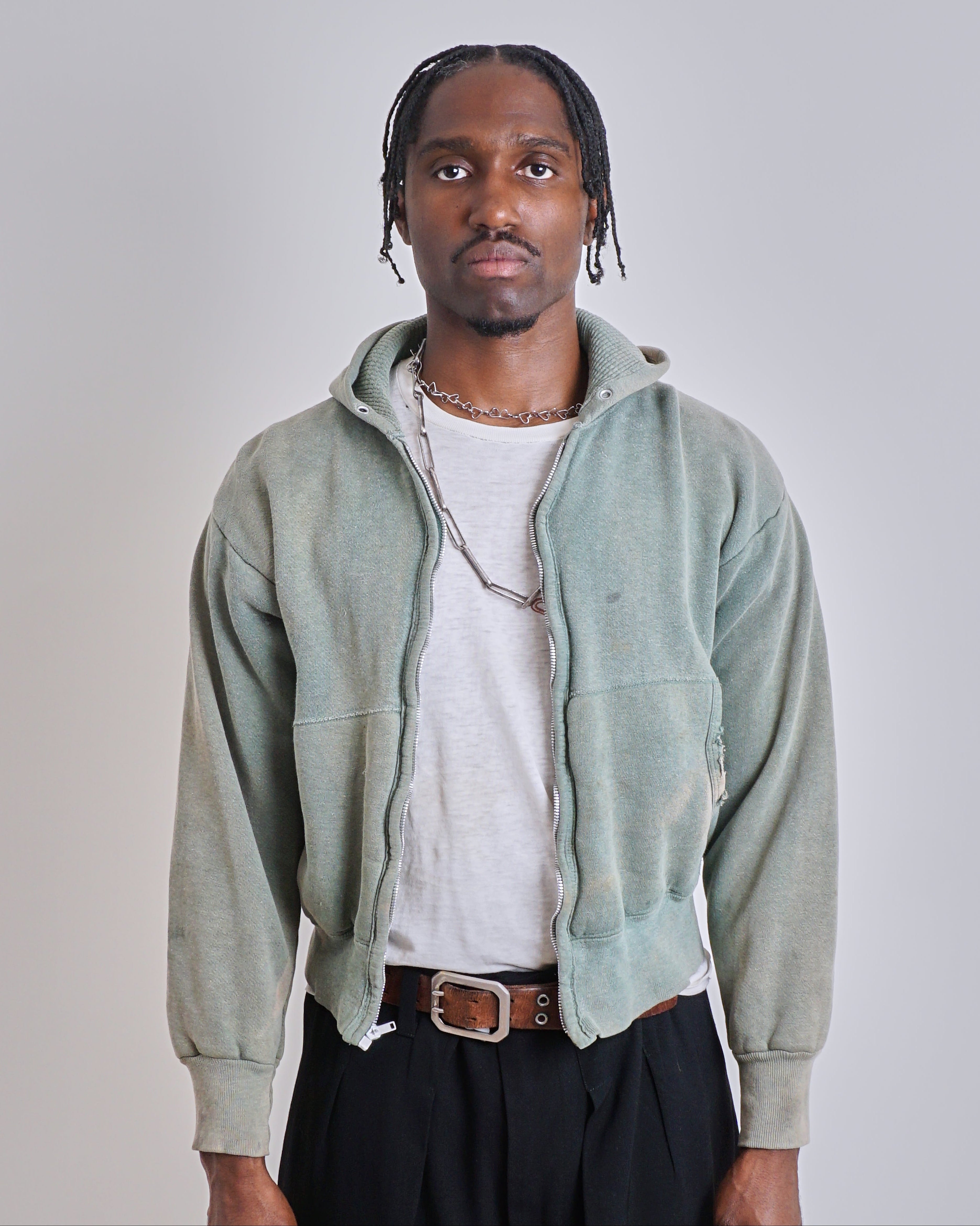 Green Sun faded Double face hoodie