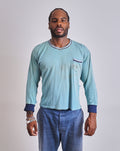 Blue 1950s Long sleeve Pocket Tee