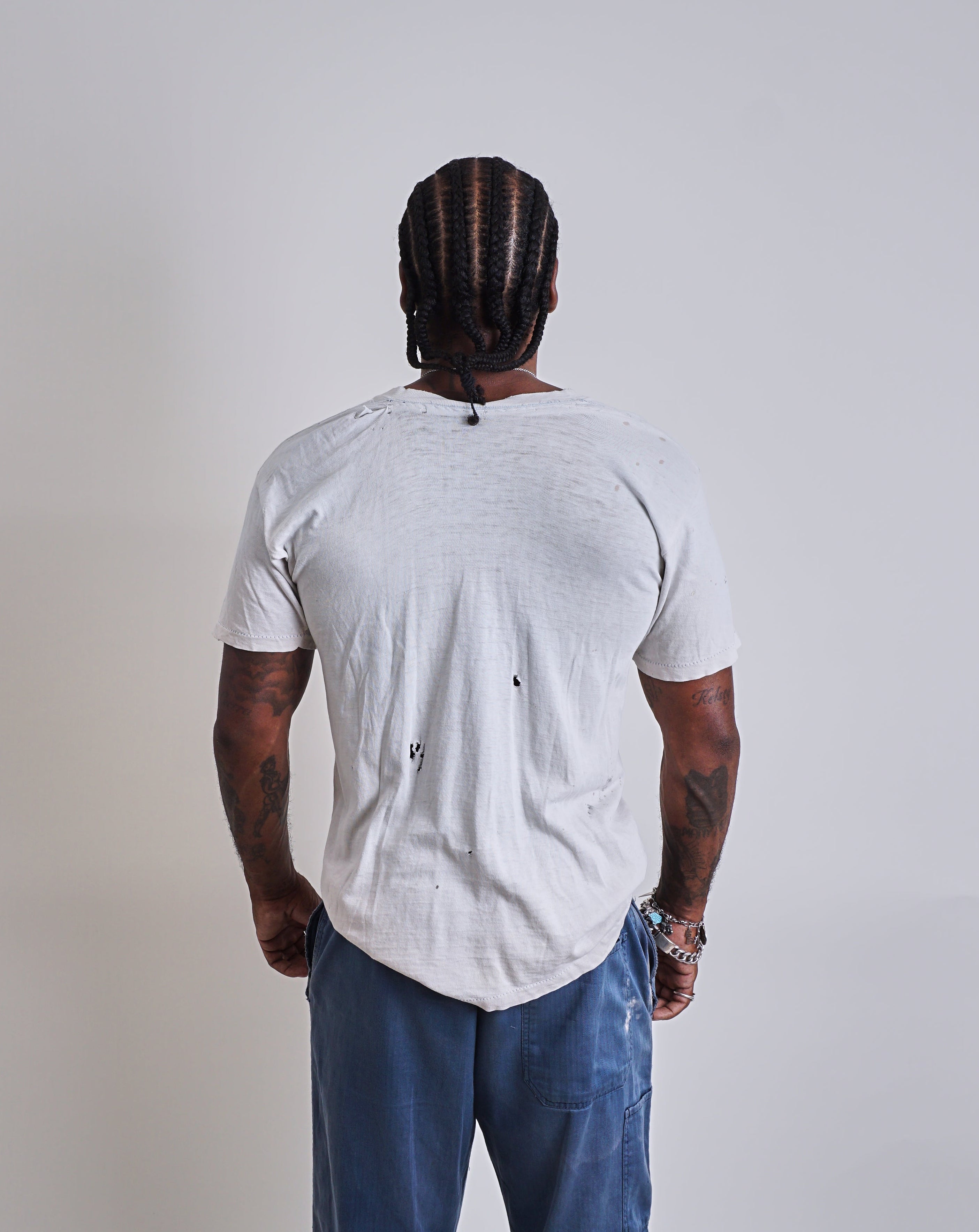 1950s White distressed Pocket Tee
