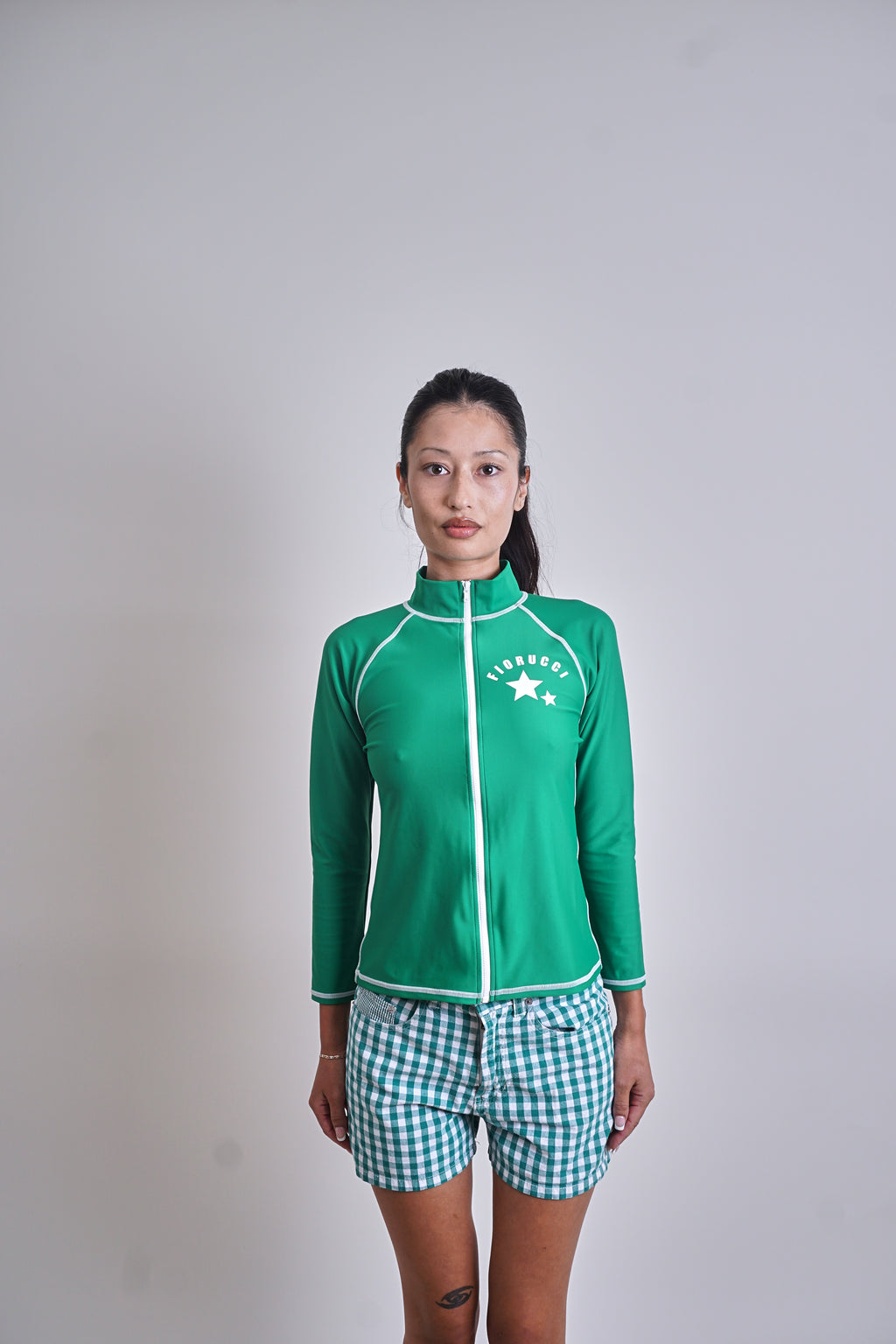 2000s Fiorucci Green Zip Rash Guard