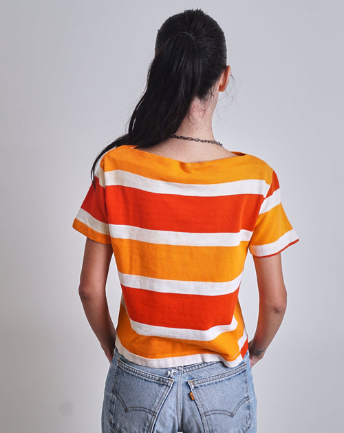 1950s Orange Boat Stripe neck