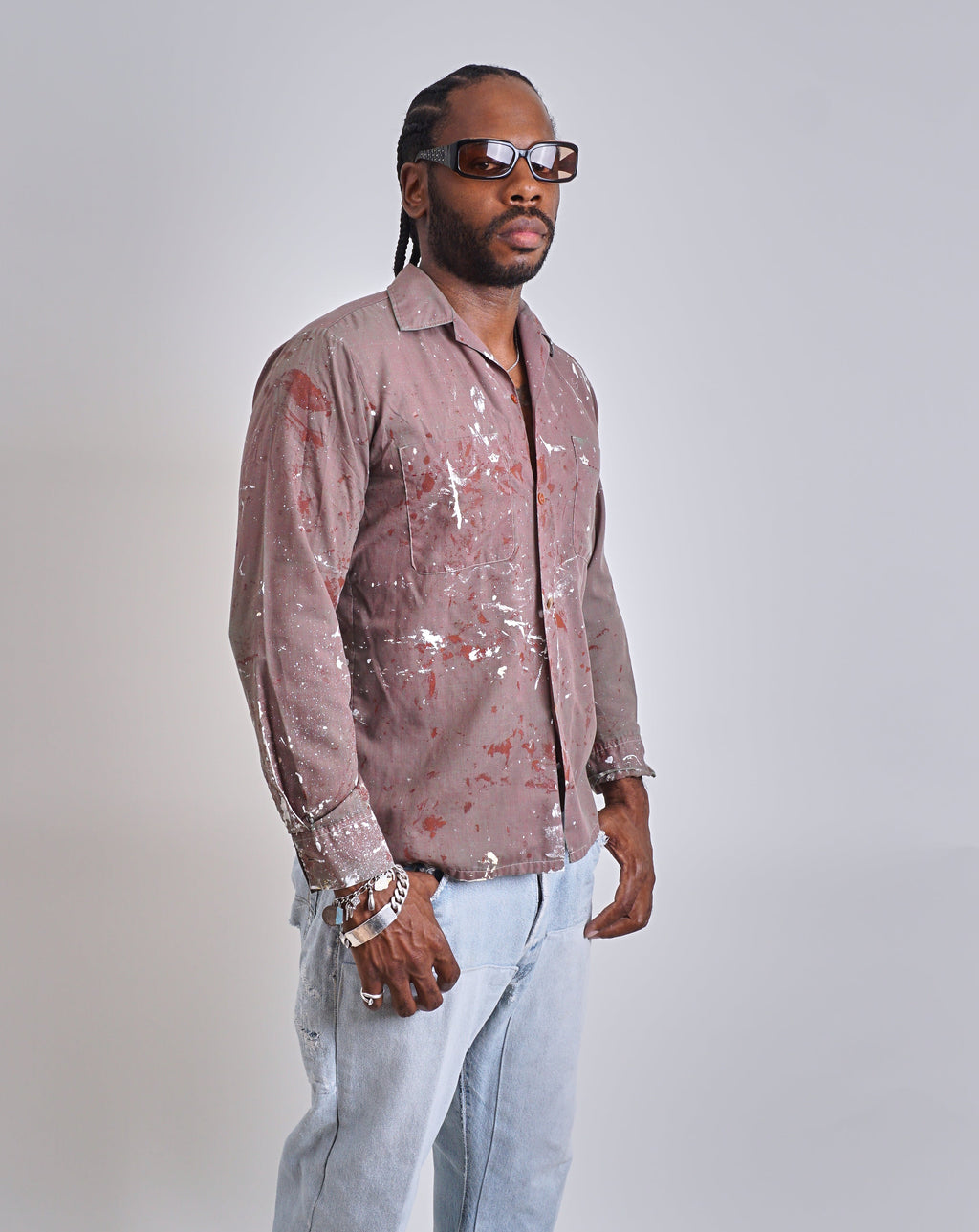 1960s Loop Collar Paint Splattered Shirt