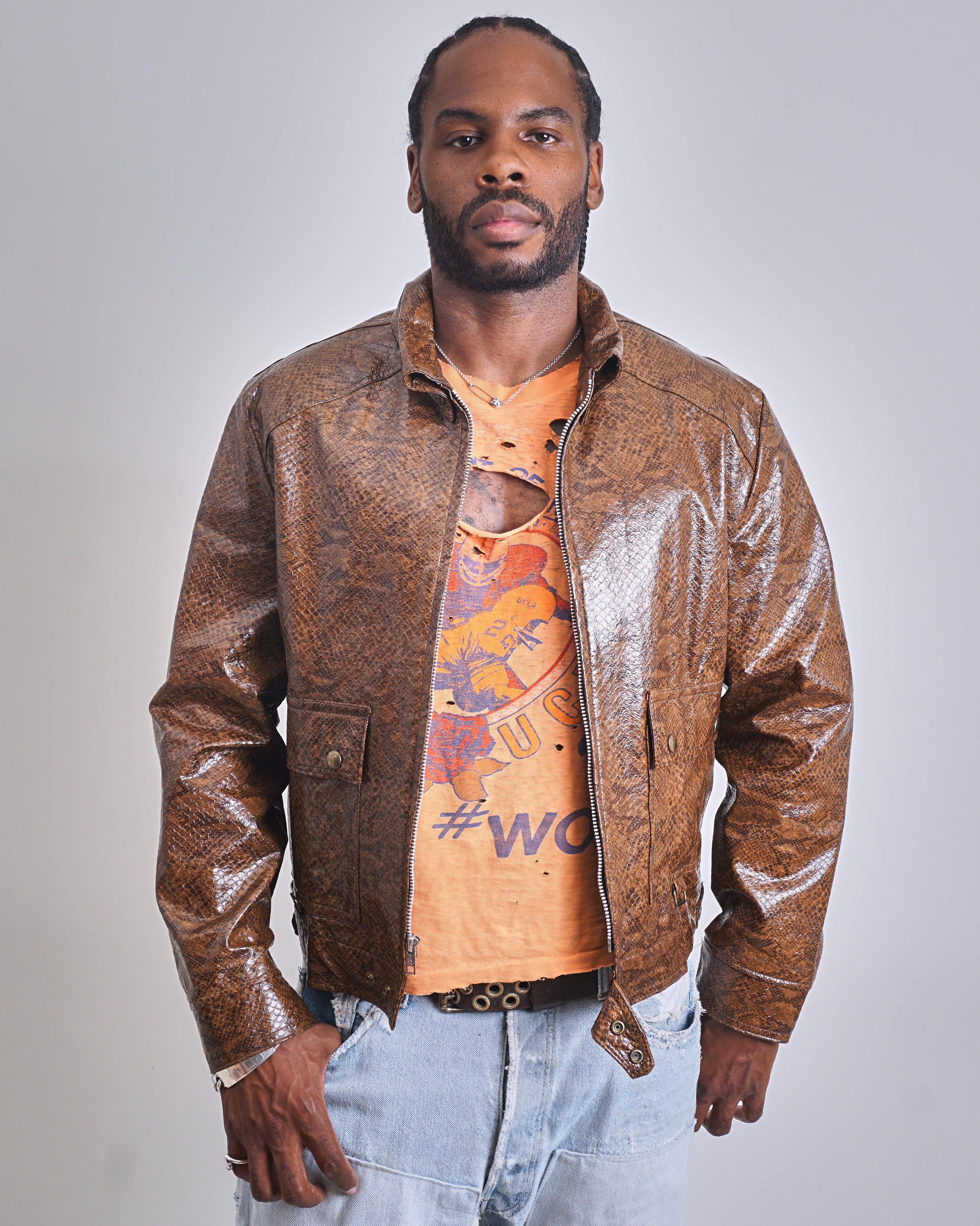 1970s Brown Snakeskin Vinyl Jacket