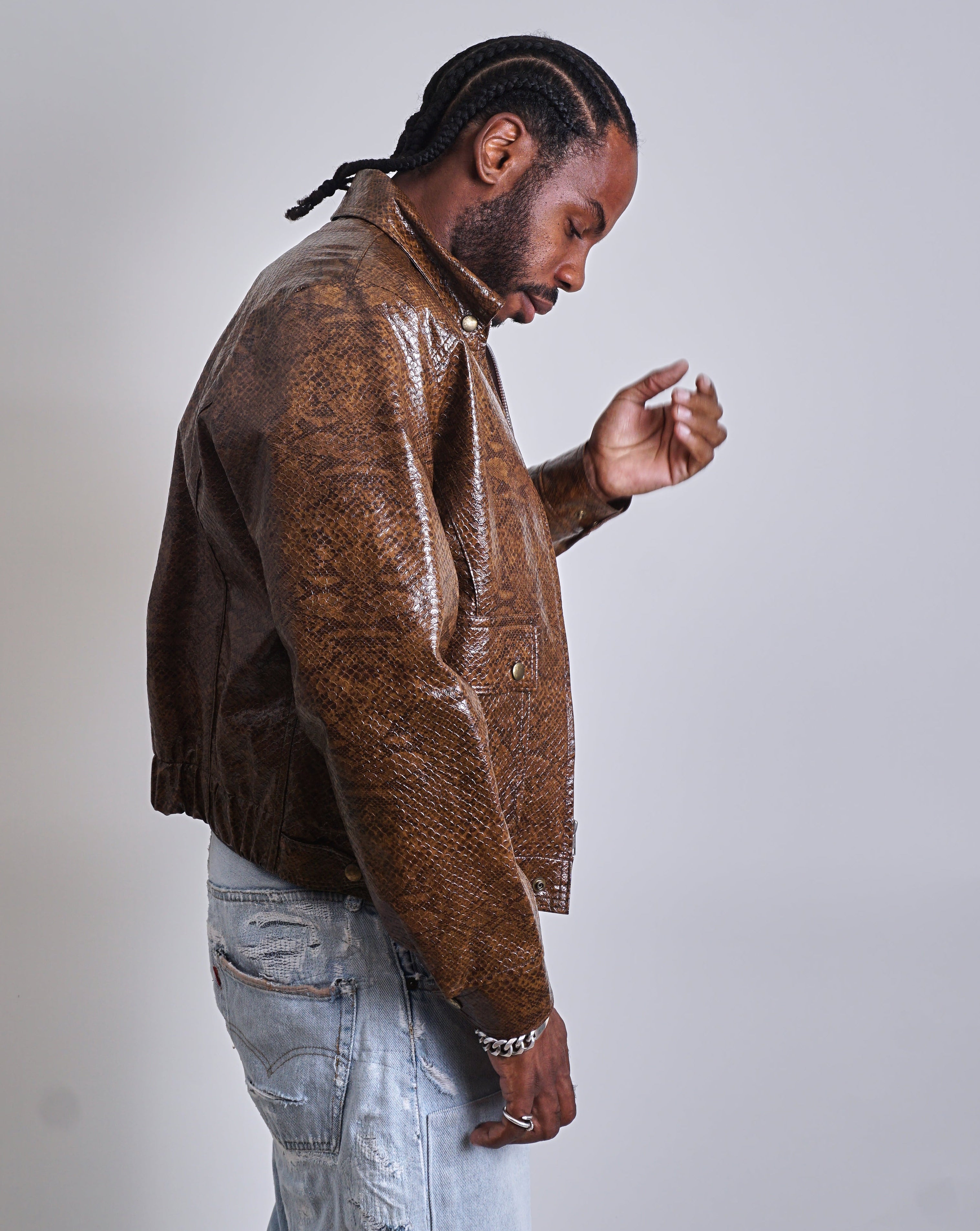 1970s Brown Snakeskin Vinyl Jacket