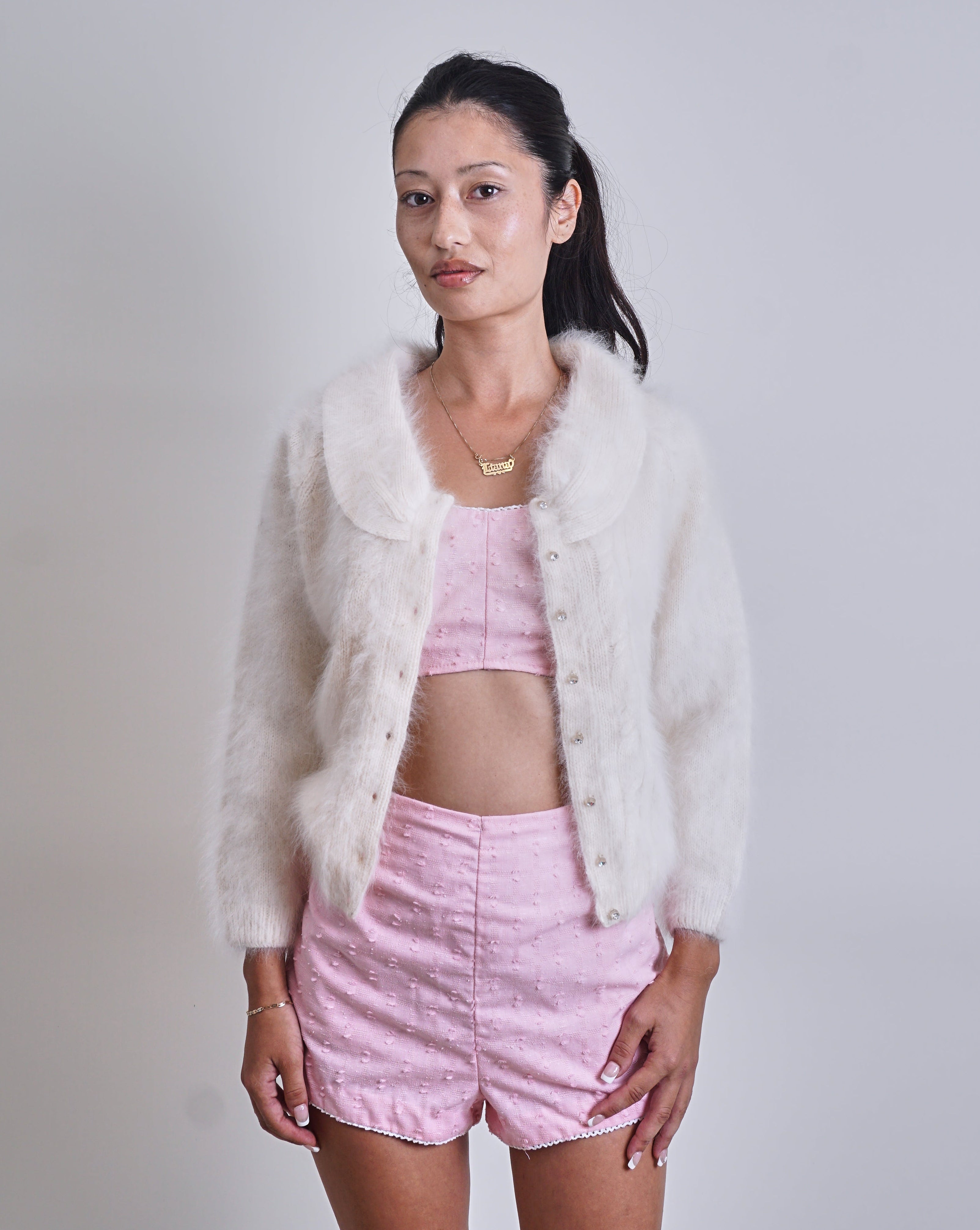 1950's Cream Fluffy Angora Cardigan