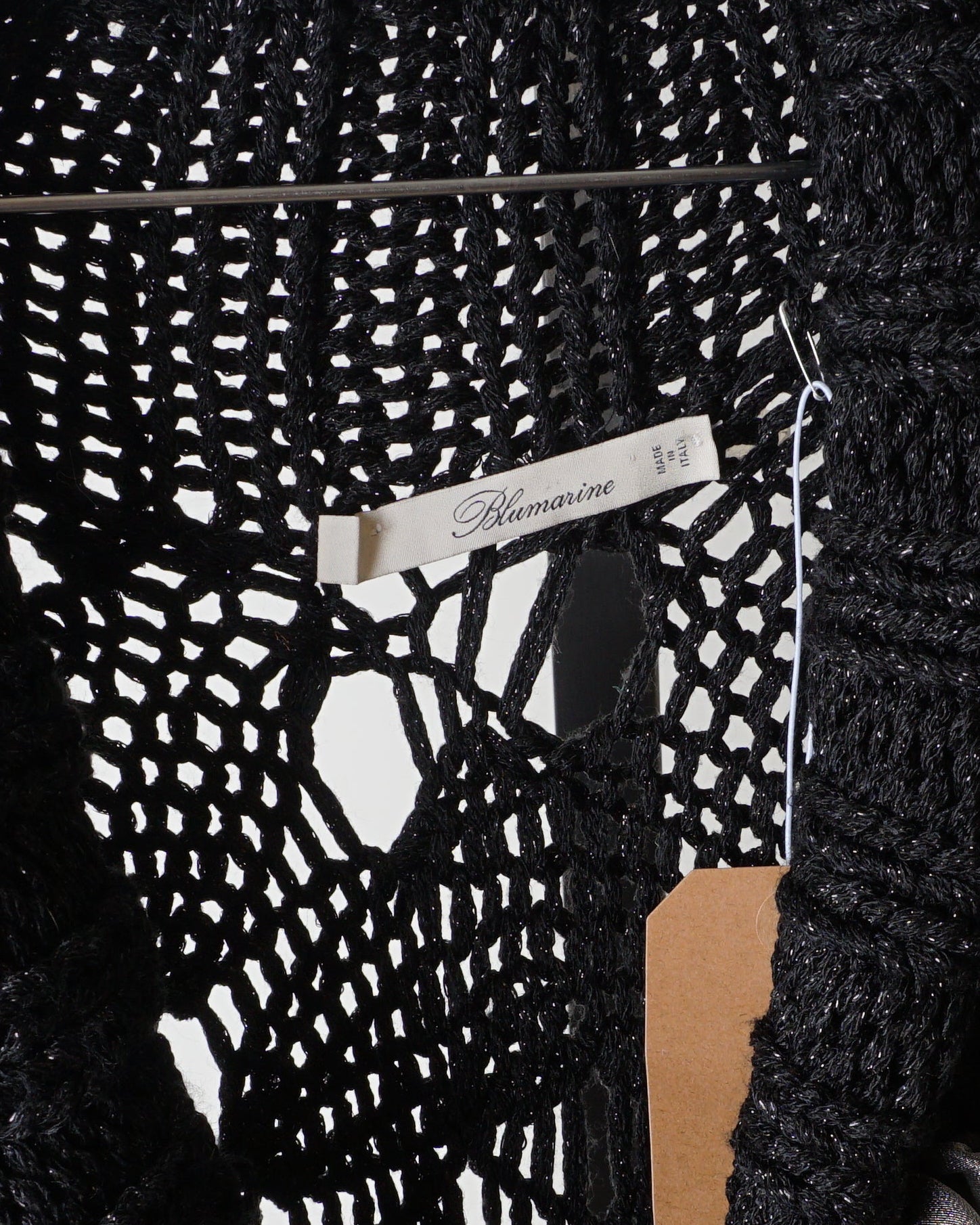 Blumarine Chunky Knit Black Floral Applique Cardigan