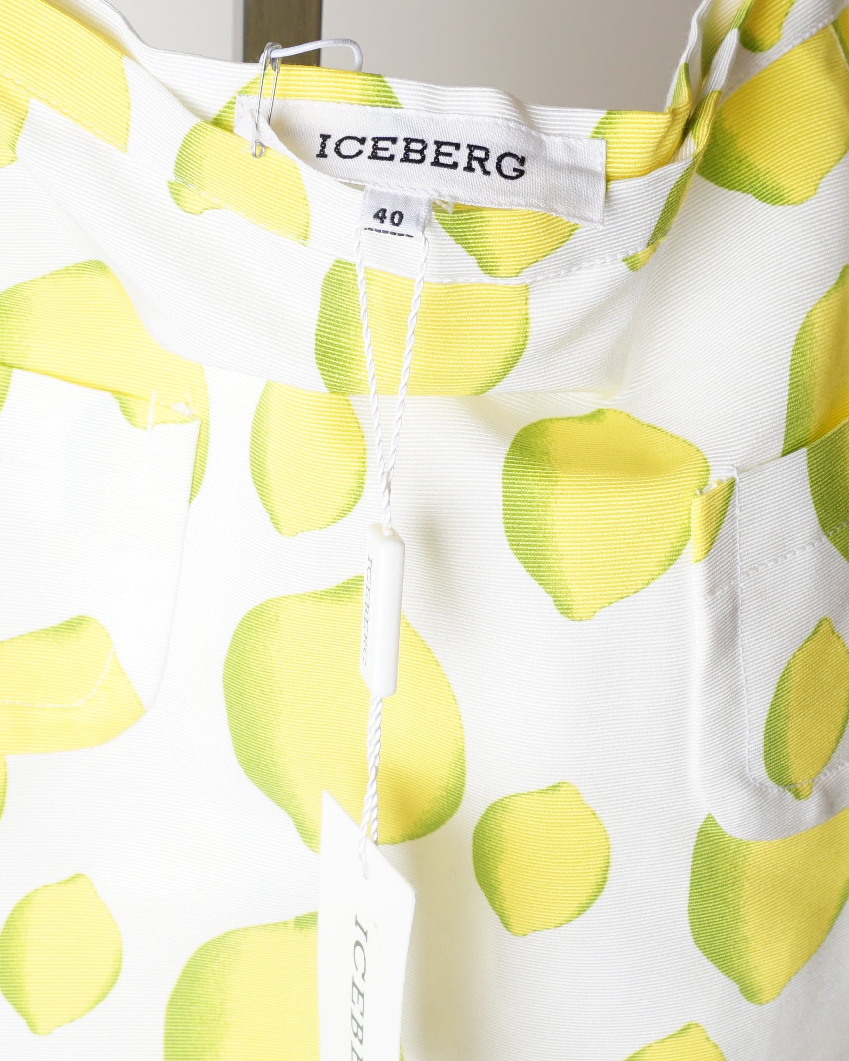 1990s Iceberg Lemon Printed A line pocket skirt