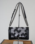 2014 White Black Sequin & Patent Chain Strap Boy Bag