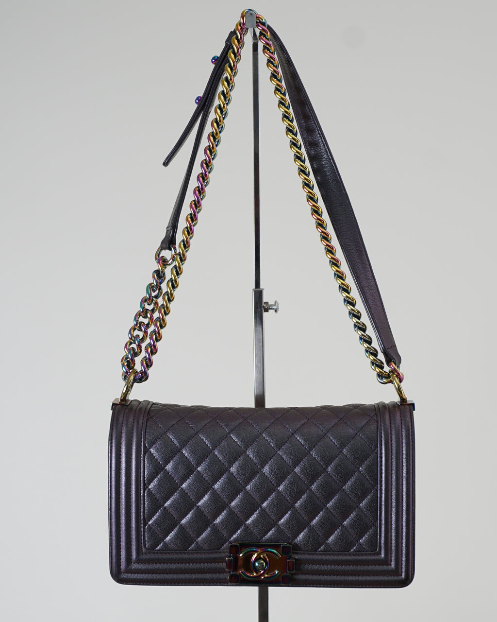 Iridescent Mermaid Leather Quilted Boy Bag
