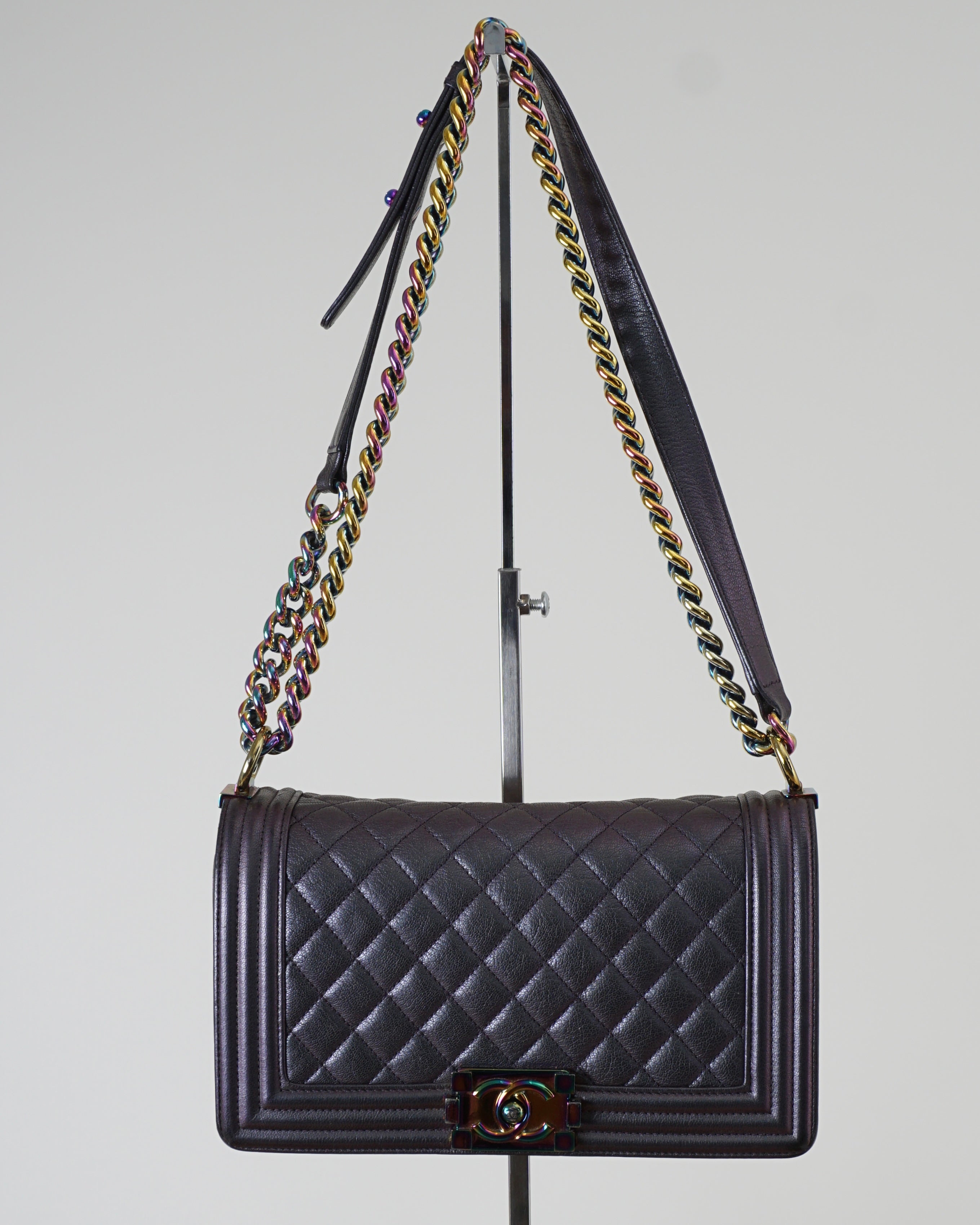 Iridescent Mermaid Leather Quilted Boy Bag