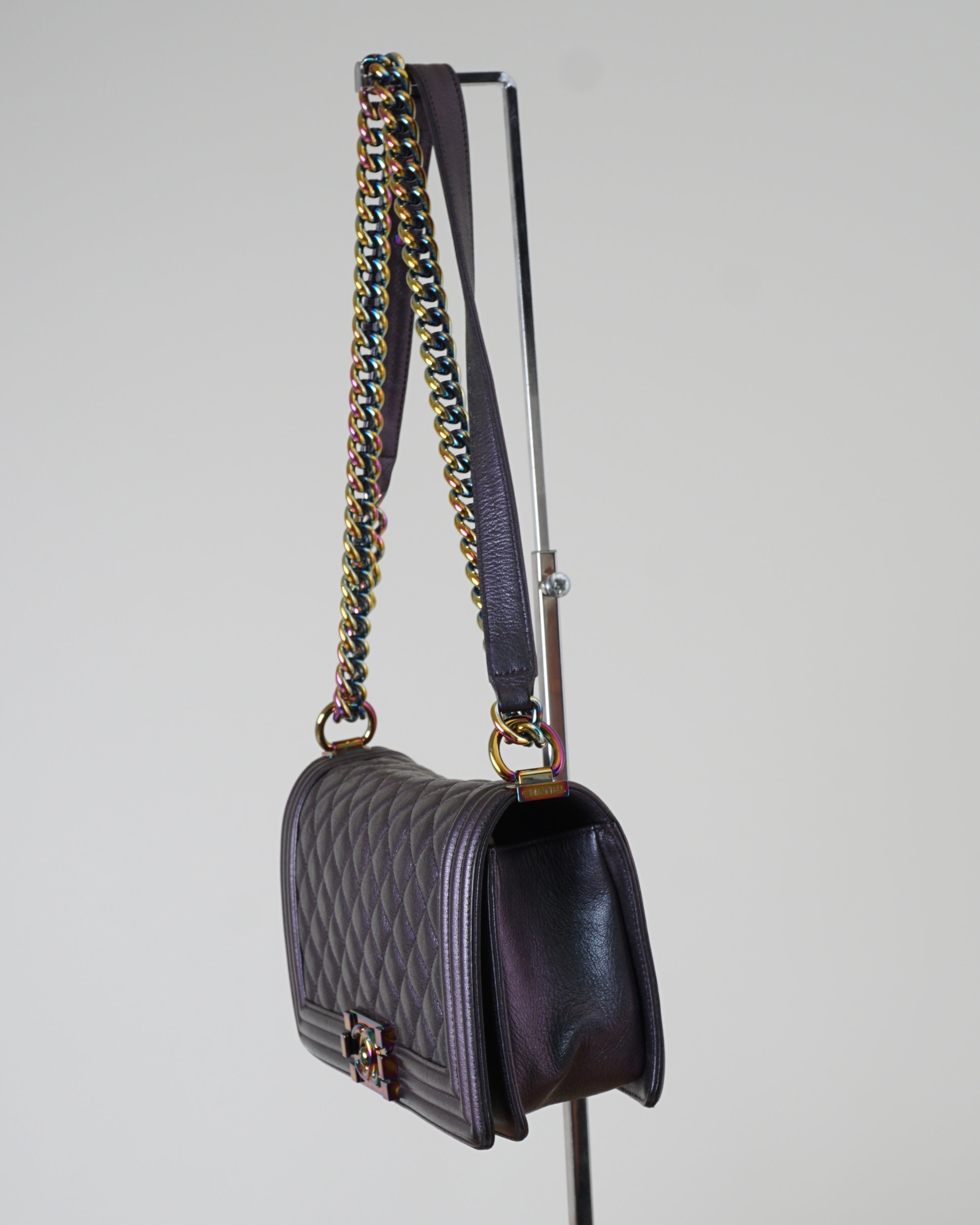 Iridescent Mermaid Leather Quilted Boy Bag