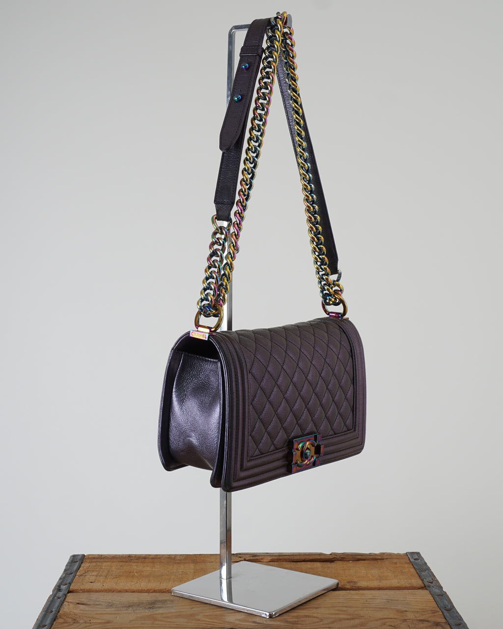 Iridescent Mermaid Leather Quilted Boy Bag