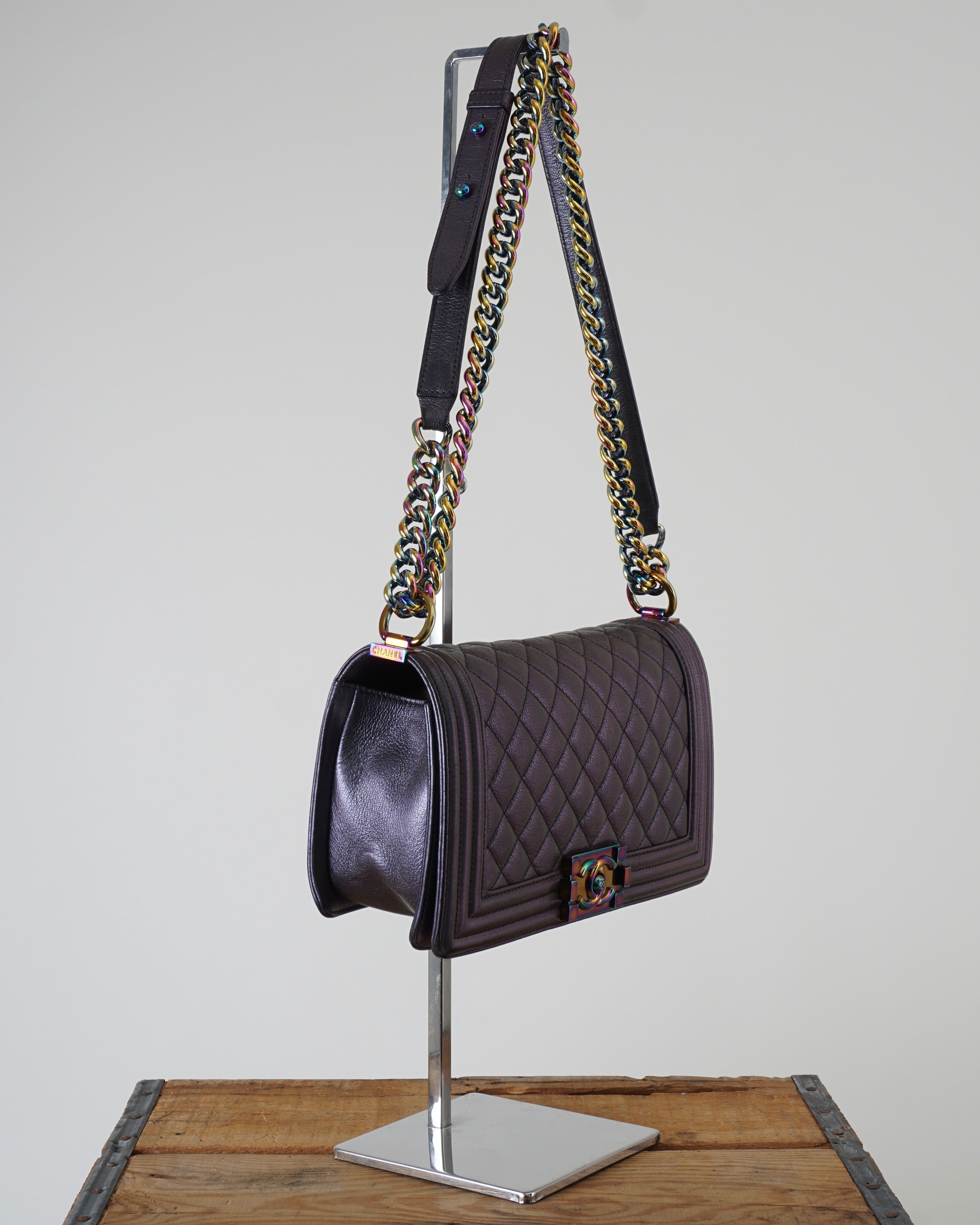 Iridescent Mermaid Leather Quilted Boy Bag