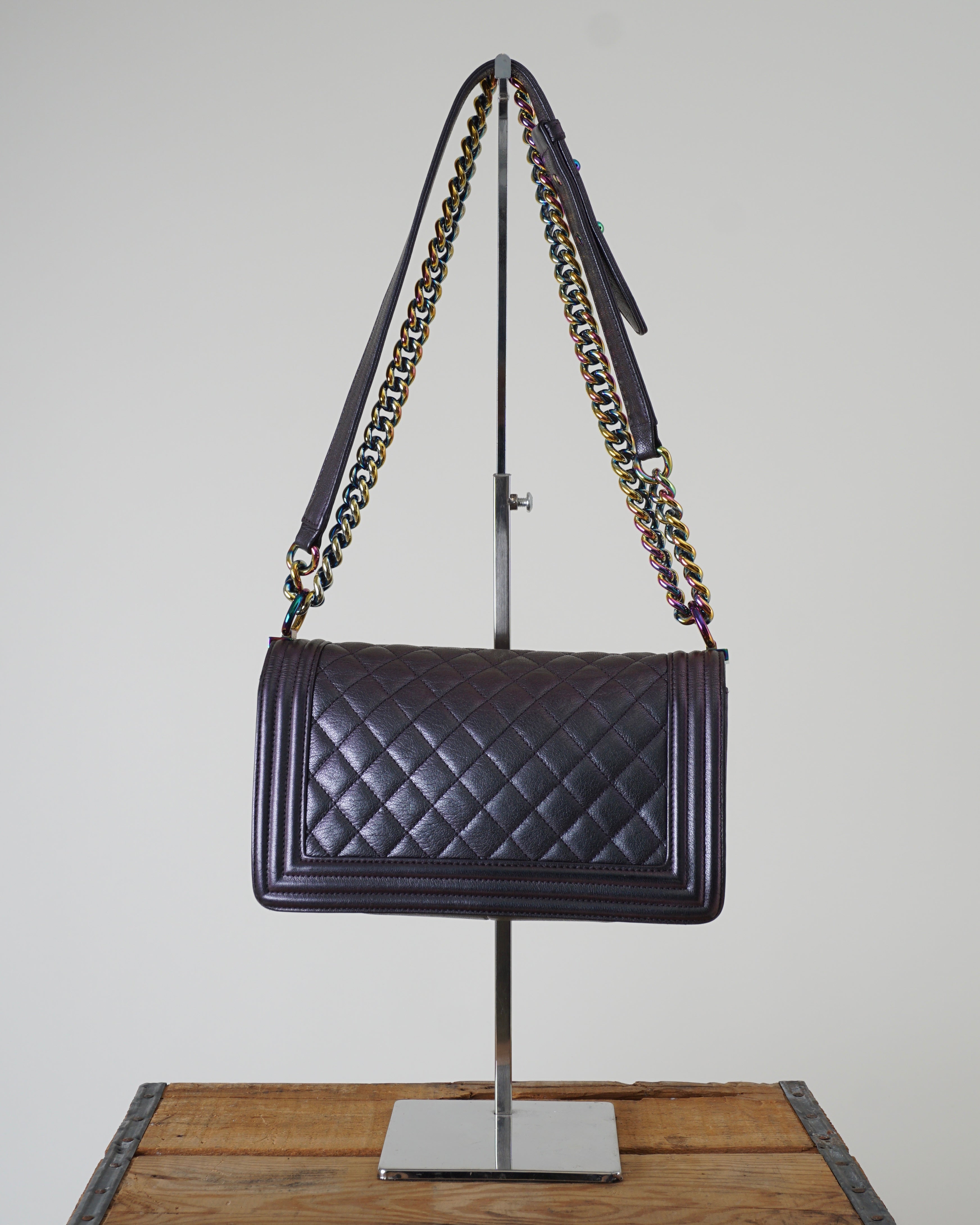 Iridescent Mermaid Leather Quilted Boy Bag