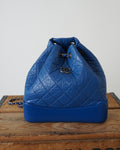 2018 Gabrielle Quilted Leather Blue Backpack