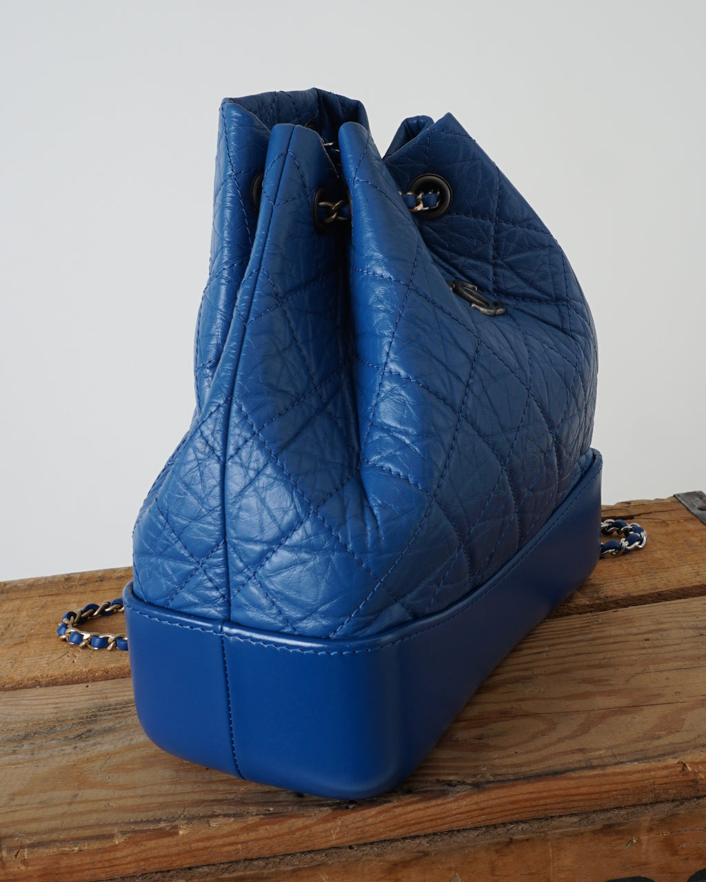2018 Gabrielle Quilted Leather Blue Backpack