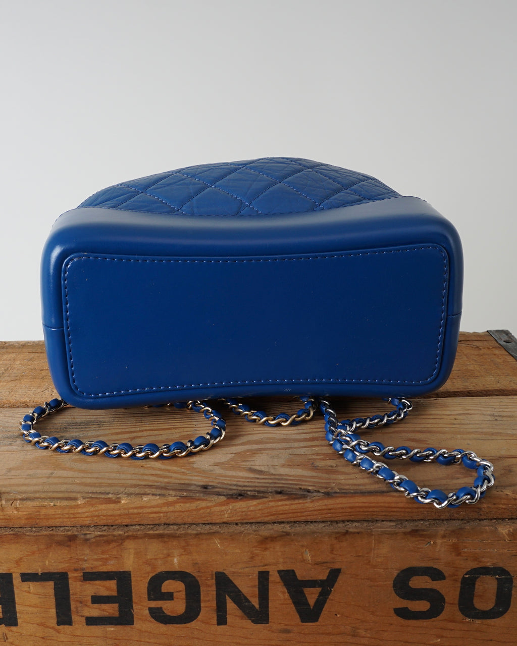 2018 Gabrielle Quilted Leather Blue Backpack