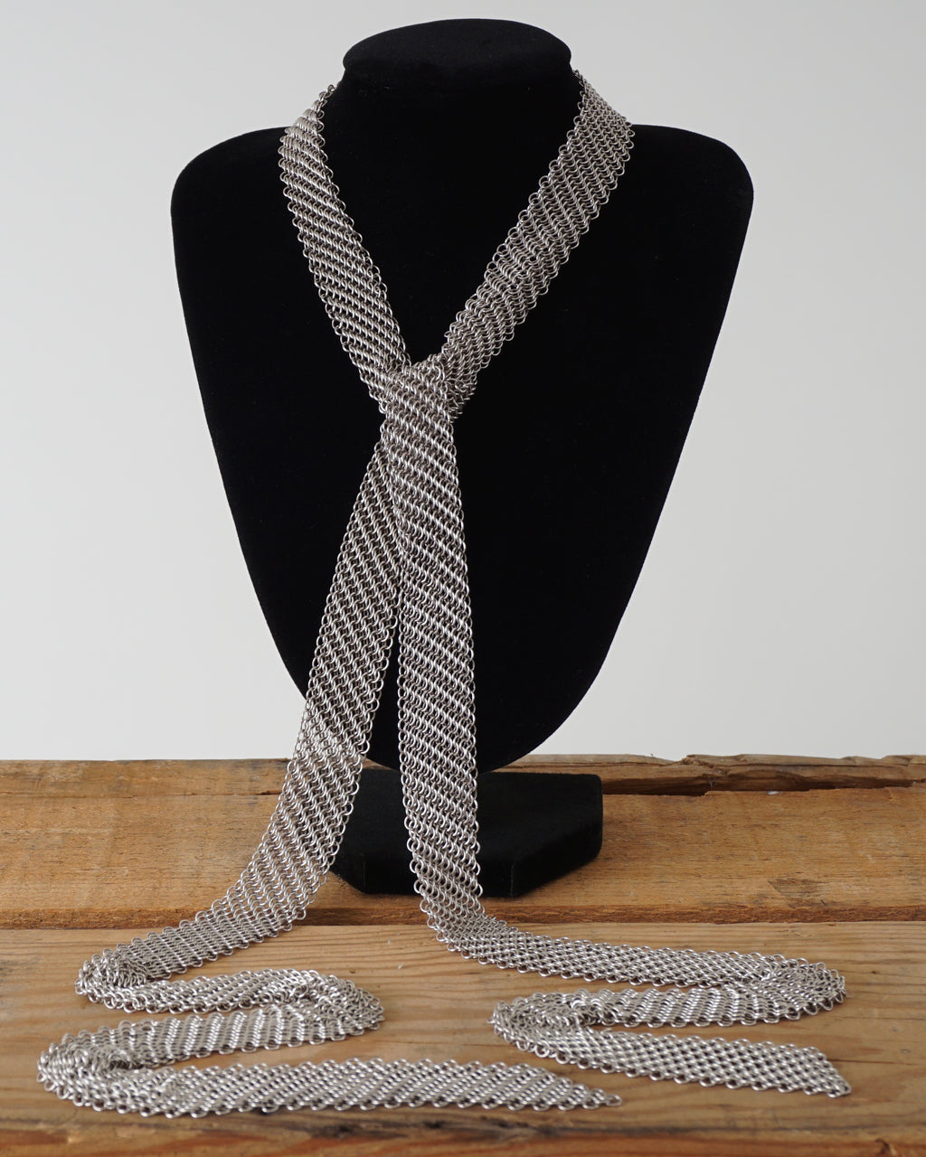1970s ELSA PERETTI TIE CHAIN MESH NECKLACE 925 STERLING