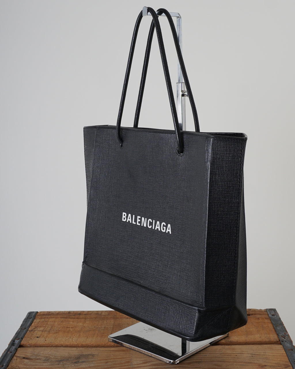 Balenciaga Logo Leather Shopper Tote