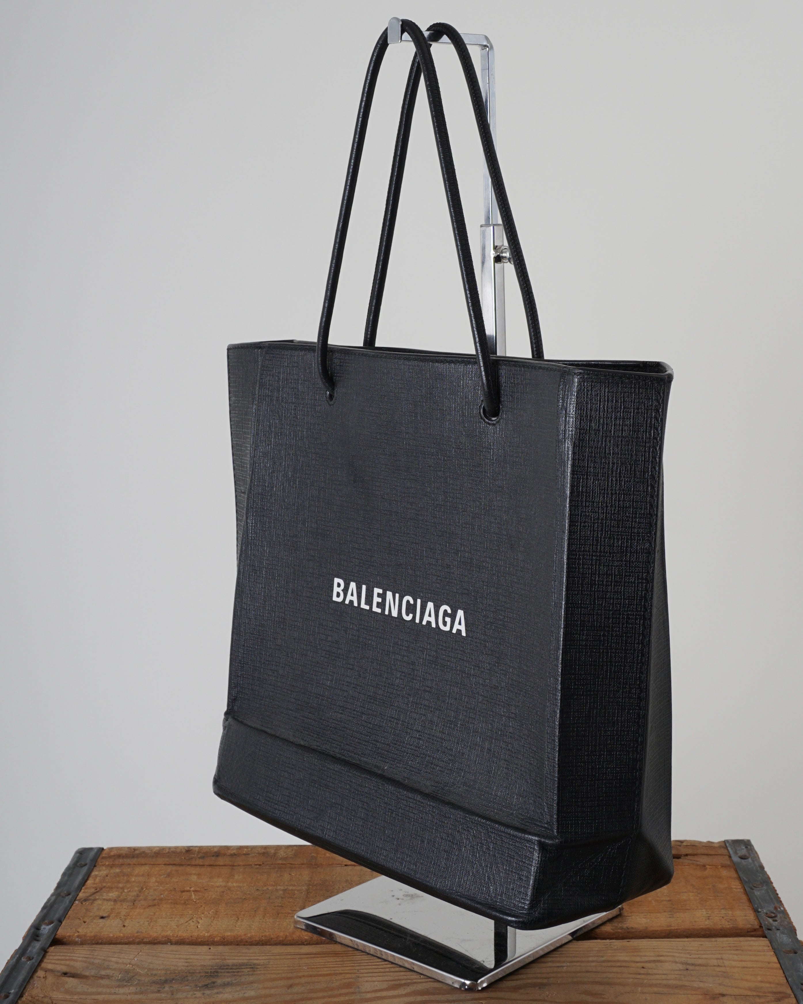 Balenciaga Logo Leather Shopper Tote