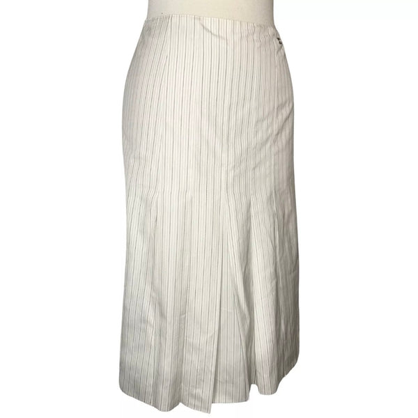 CHANEL 2001 CRUISE POPLIN STRIPE PLEATED SKIRT