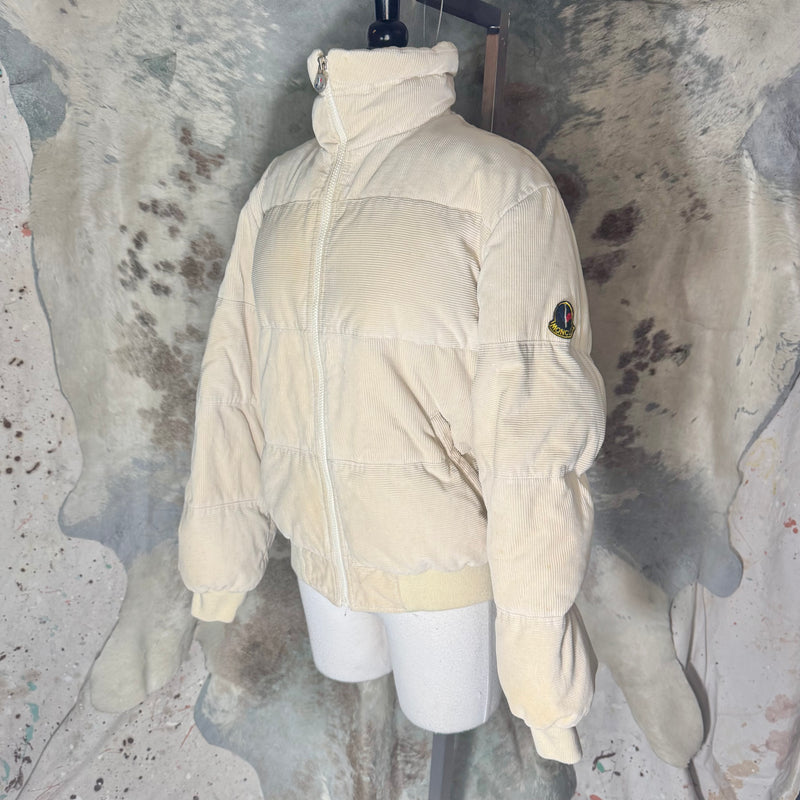 1970'S MONCLER CREAM DOWN CORDUROY PUFFER JACKET