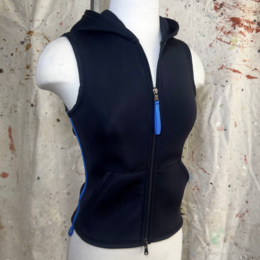 2000s VERSACE SPORT BLACK NEOPRENE ZIP HOODED VEST