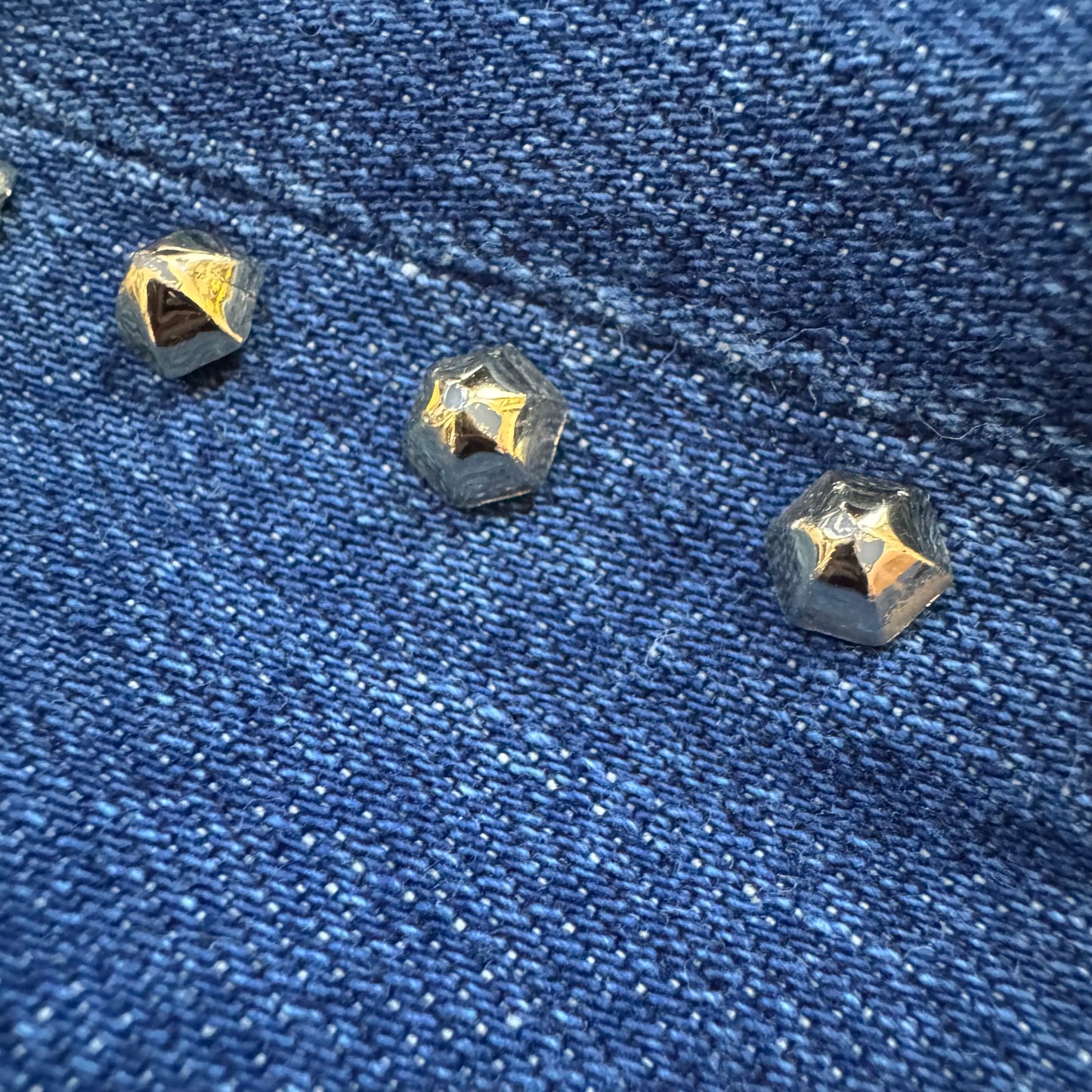 2000s VERSACE JEANS GOLD SIDE STUDDED BLUE JEANS