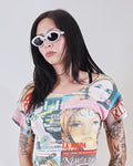 1960s Black & White Almond / Oval Sunglasses
