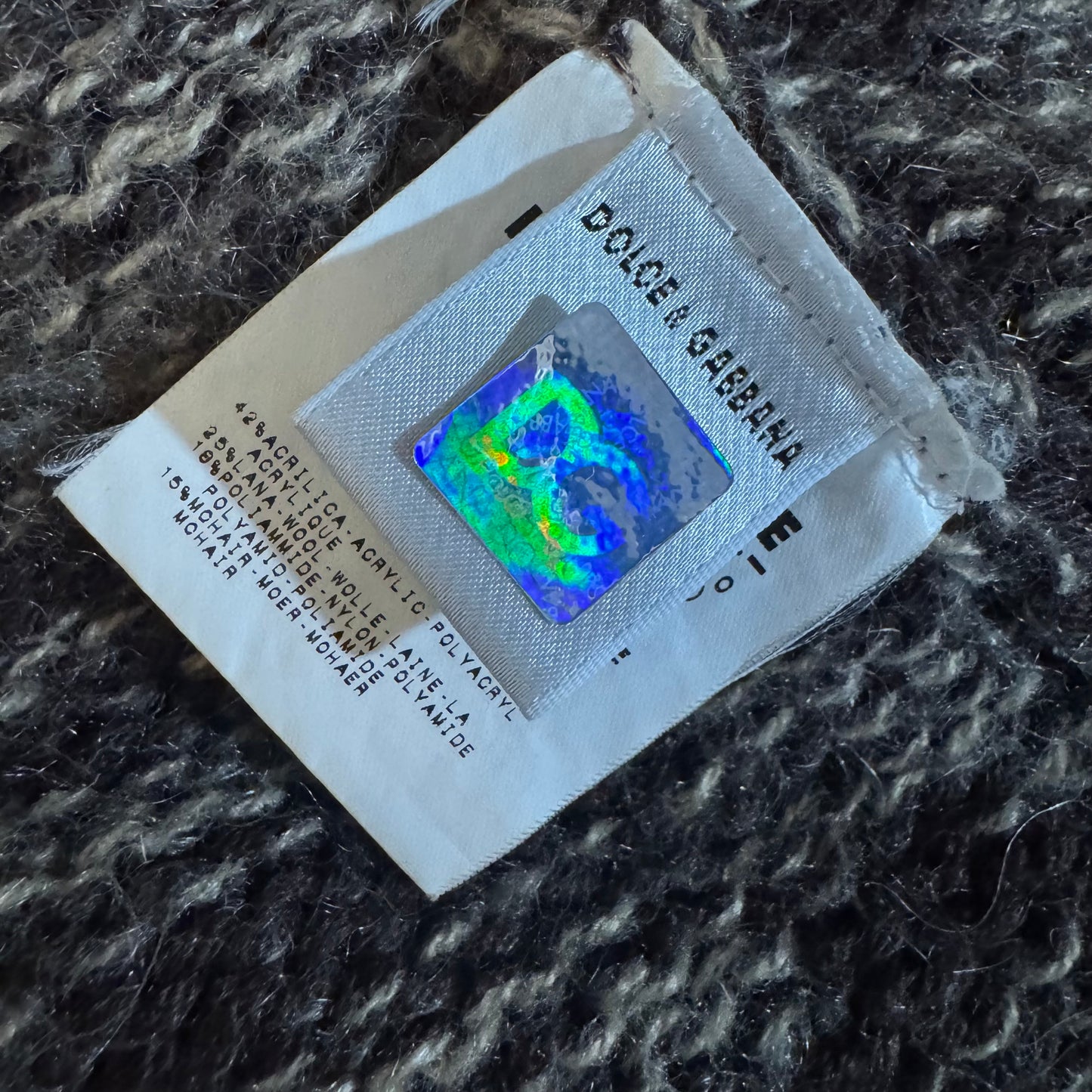 D&G DOLCE AND GABBANA BROWN OMBRE WOOL LOGO PATCH MENS KNIT SWEATER