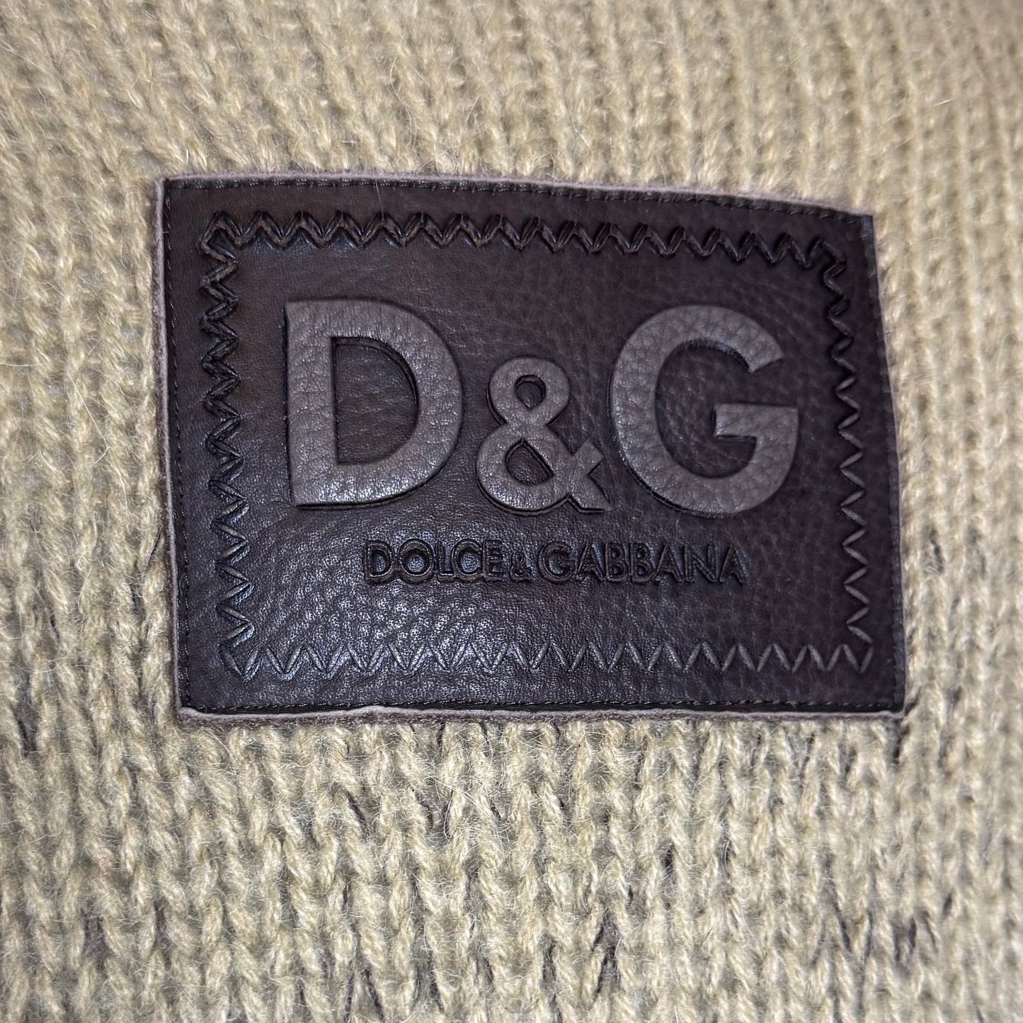 D&G DOLCE AND GABBANA BROWN OMBRE WOOL LOGO PATCH MENS KNIT SWEATER